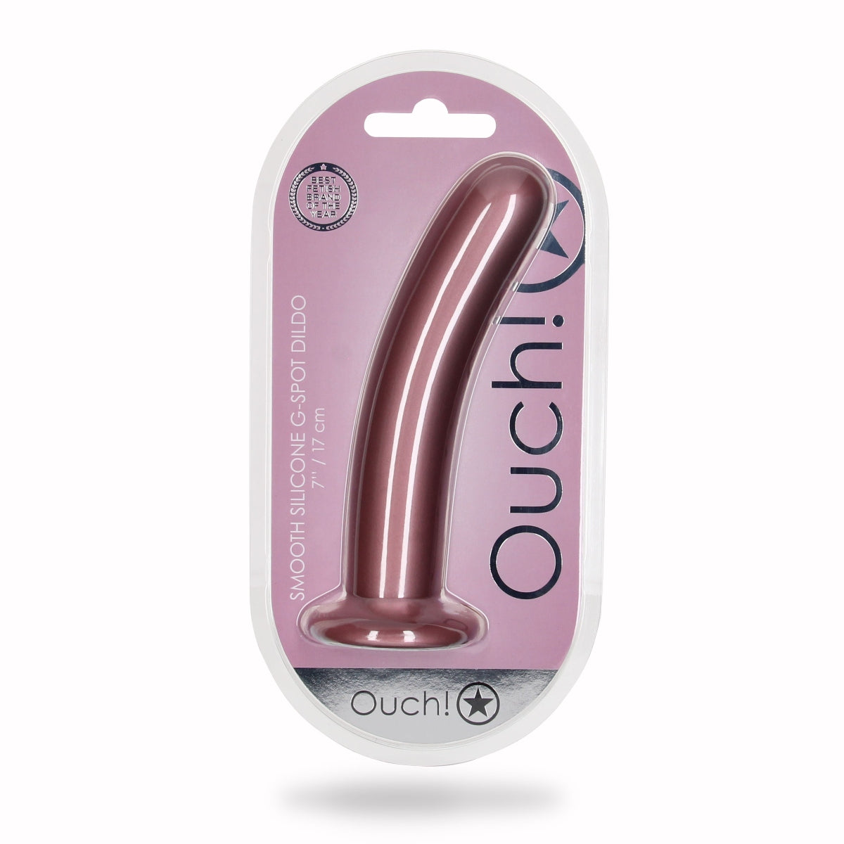 Suction Base Dildos Ouch | Smooth Silicone G Spot Dildo 7 inch - Metallic Rose    | Awaken My Sexuality