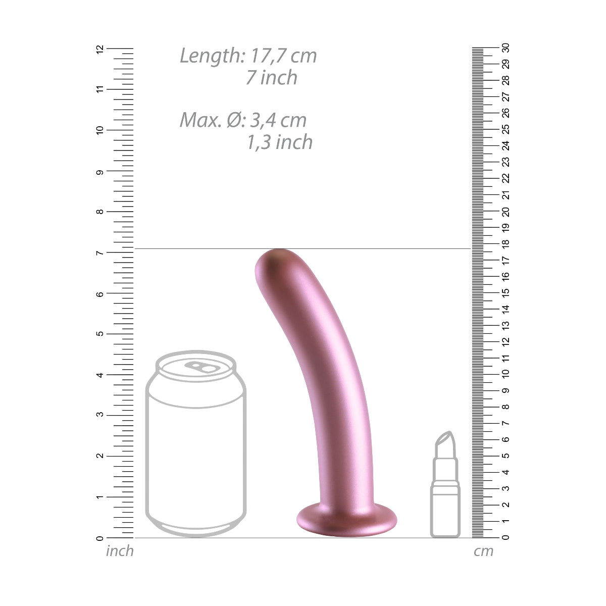 Suction Base Dildos Ouch | Smooth Silicone G Spot Dildo 7 inch - Metallic Rose    | Awaken My Sexuality