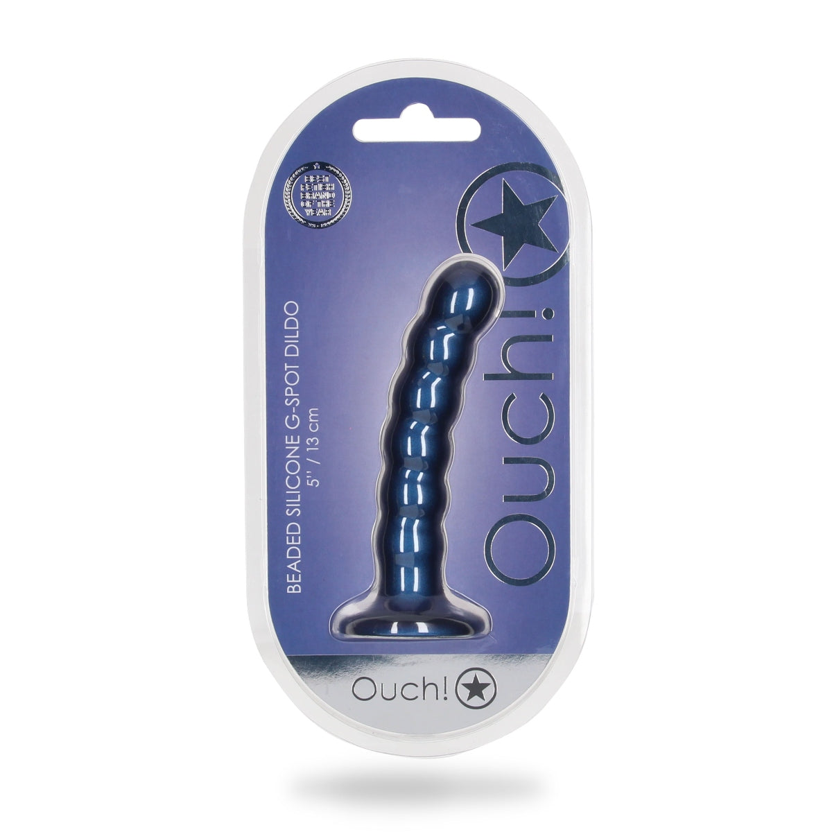 Ouch | Beaded Silicone G Spot Dildo 5inch Metallic Blue
