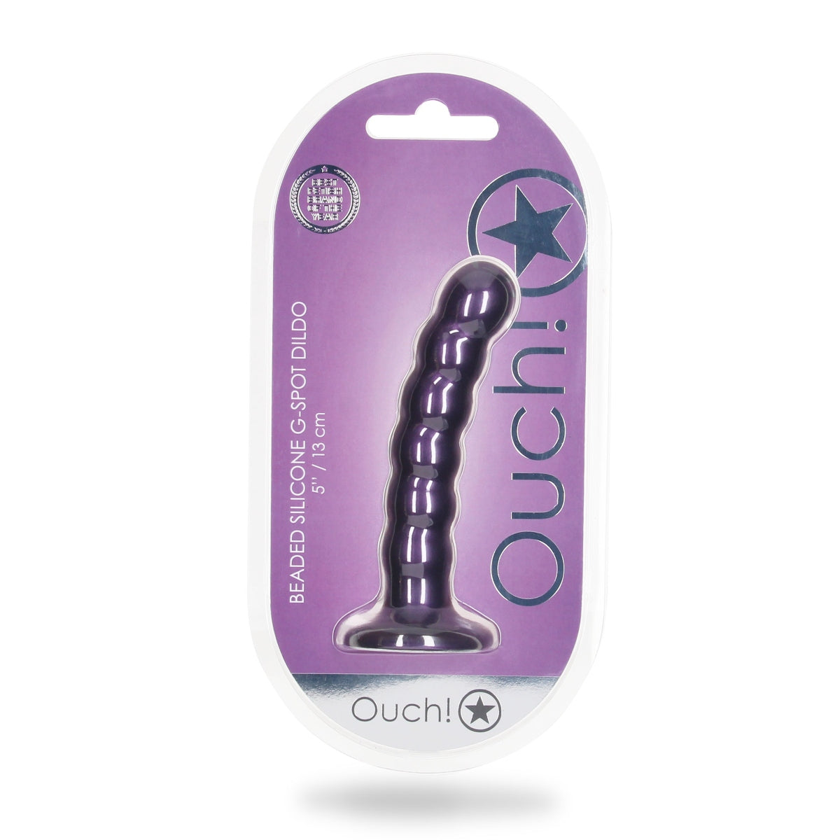 Ouch Beaded Silicone G Spot Dildo 5inch Metallic Purple