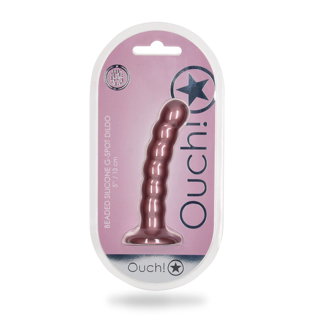 Ouch | Beaded Silicone G Spot Dildo 5 inch - Metallic Rose
