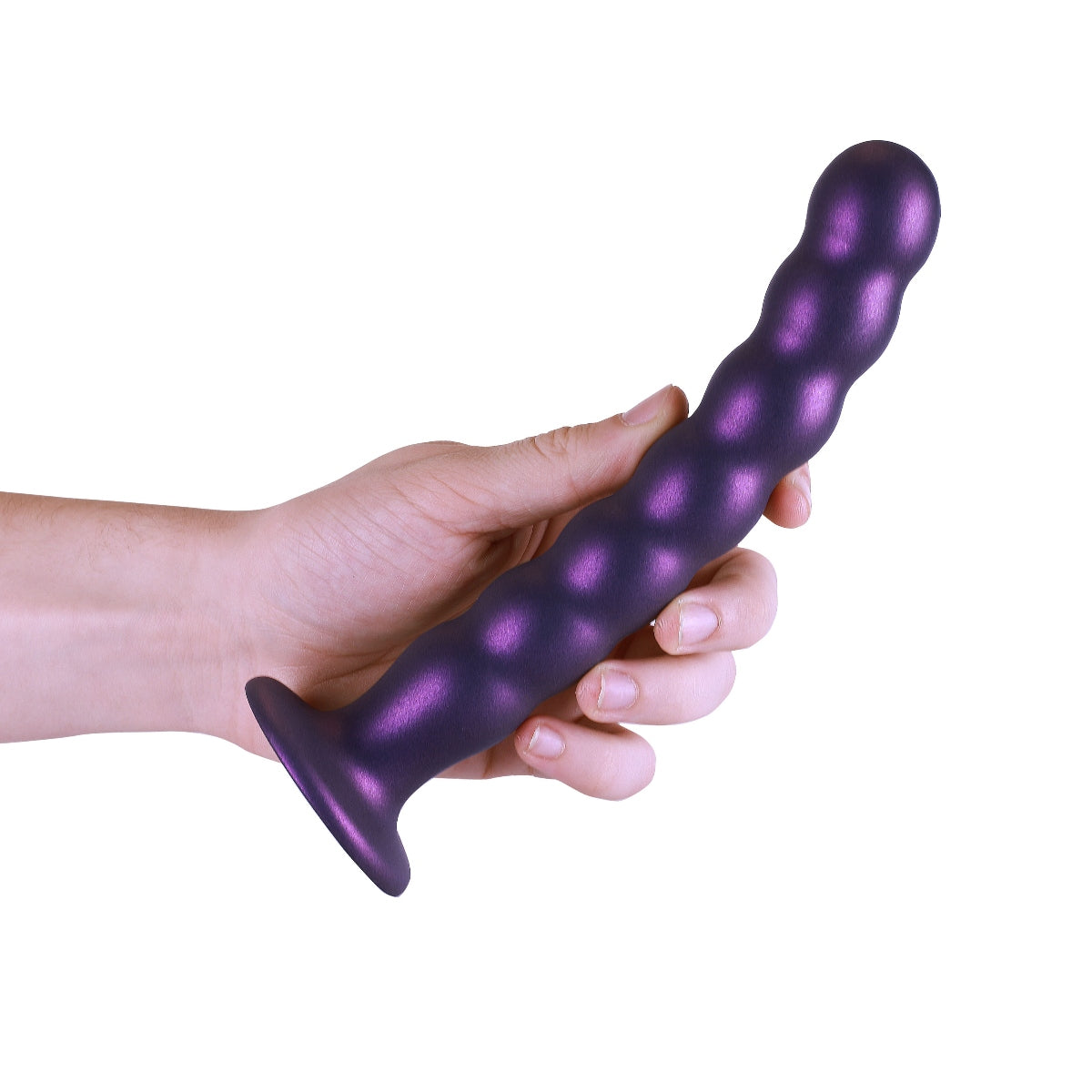 Suction Base Dildos Ouch | Beaded Silicone G-Spot Dildo - 8 Inch Purple    | Awaken My Sexuality