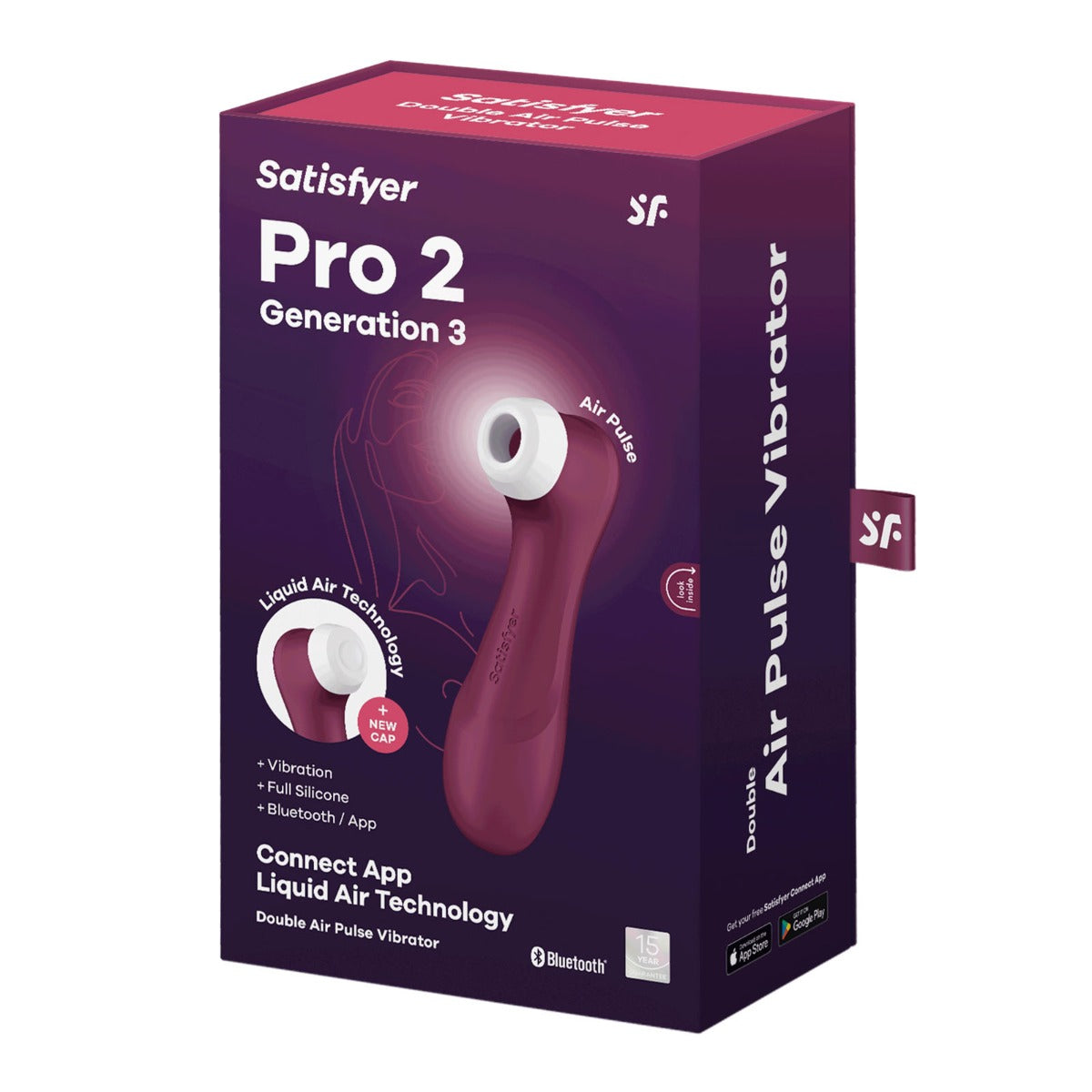Satisfyer | Pro 2 Generation 3 With Liquid Air Technology  Vibration and Bluetooth/App - Wine Red
