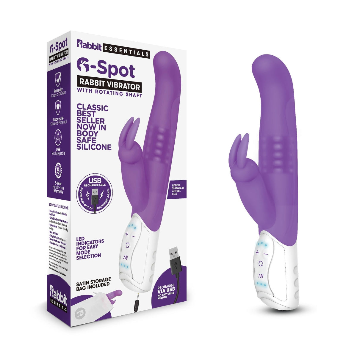 Rabbit Vibrator Rabbit Essentials RR Rechargeable G-Spot Rabbit | Purple    | Awaken My Sexuality