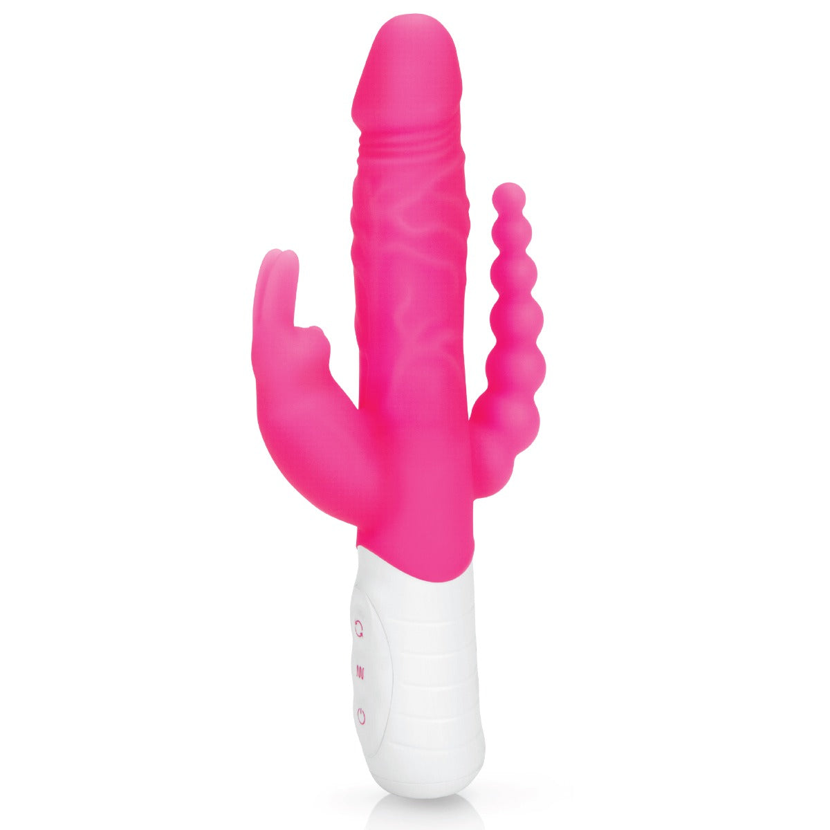 Rabbit Vibrator Rabbit Essentials RR Rechargeable Slim Double Penetration Rabbit Vibrator | Hot Pink    | Awaken My Sexuality