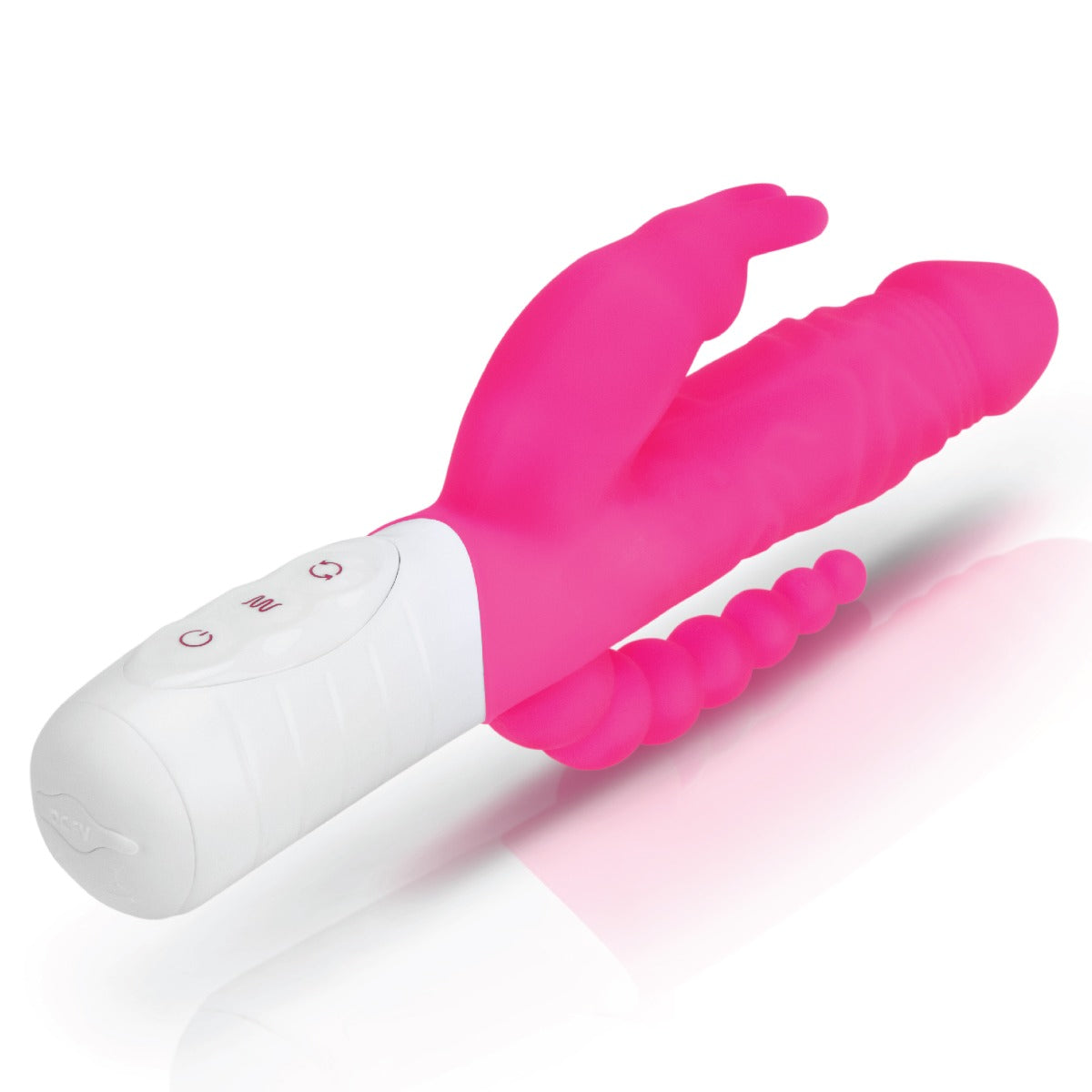 Rabbit Vibrator Rabbit Essentials RR Rechargeable Slim Double Penetration Rabbit Vibrator | Hot Pink    | Awaken My Sexuality