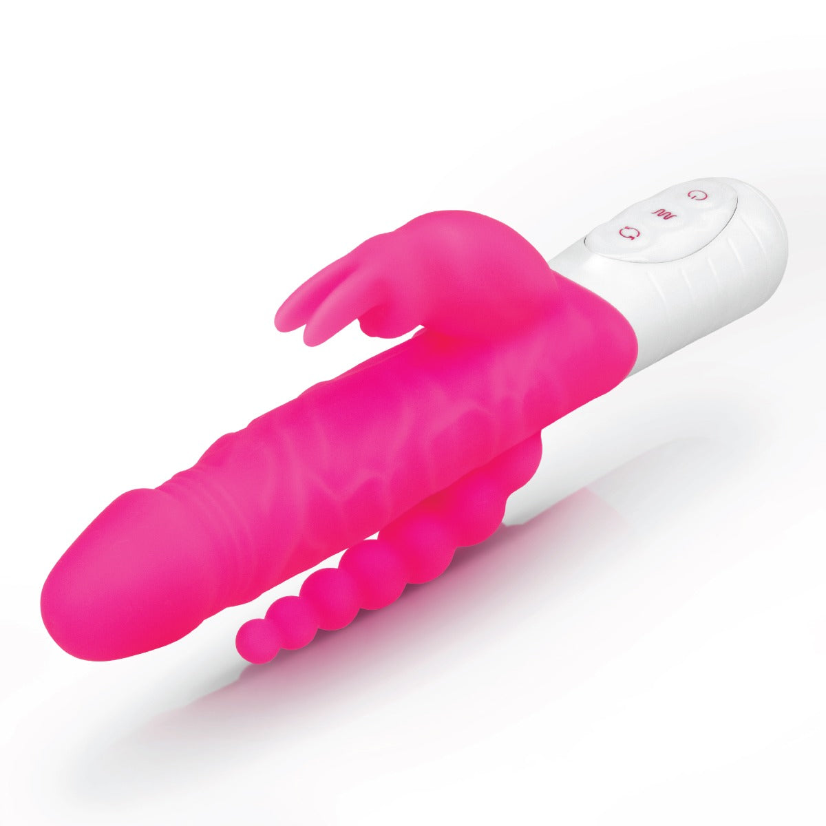 Rabbit Vibrator Rabbit Essentials RR Rechargeable Slim Double Penetration Rabbit Vibrator | Hot Pink    | Awaken My Sexuality