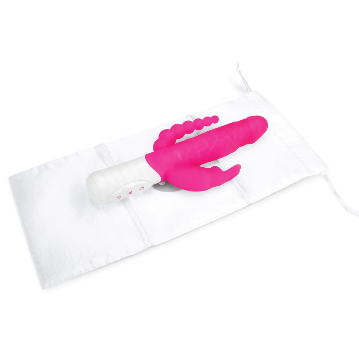 Rabbit Vibrator Rabbit Essentials RR Rechargeable Slim Double Penetration Rabbit Vibrator | Hot Pink    | Awaken My Sexuality