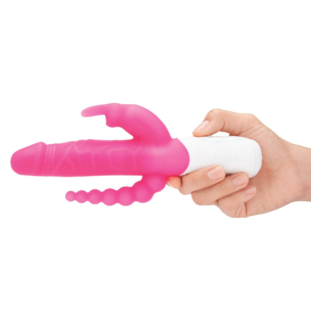 Rabbit Vibrator Rabbit Essentials RR Rechargeable Slim Double Penetration Rabbit Vibrator | Hot Pink    | Awaken My Sexuality