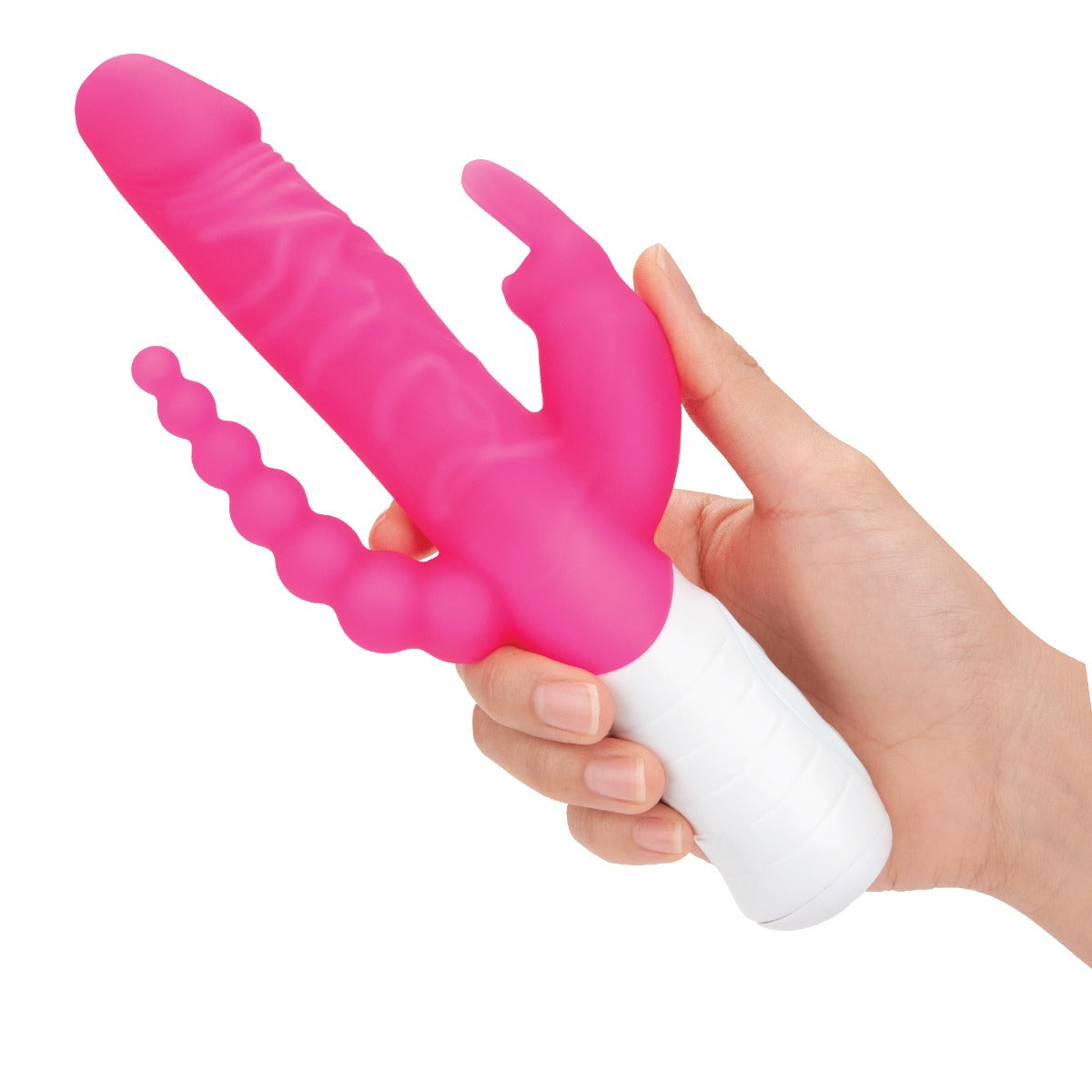 Rabbit Vibrator Rabbit Essentials RR Rechargeable Slim Double Penetration Rabbit Vibrator | Hot Pink    | Awaken My Sexuality