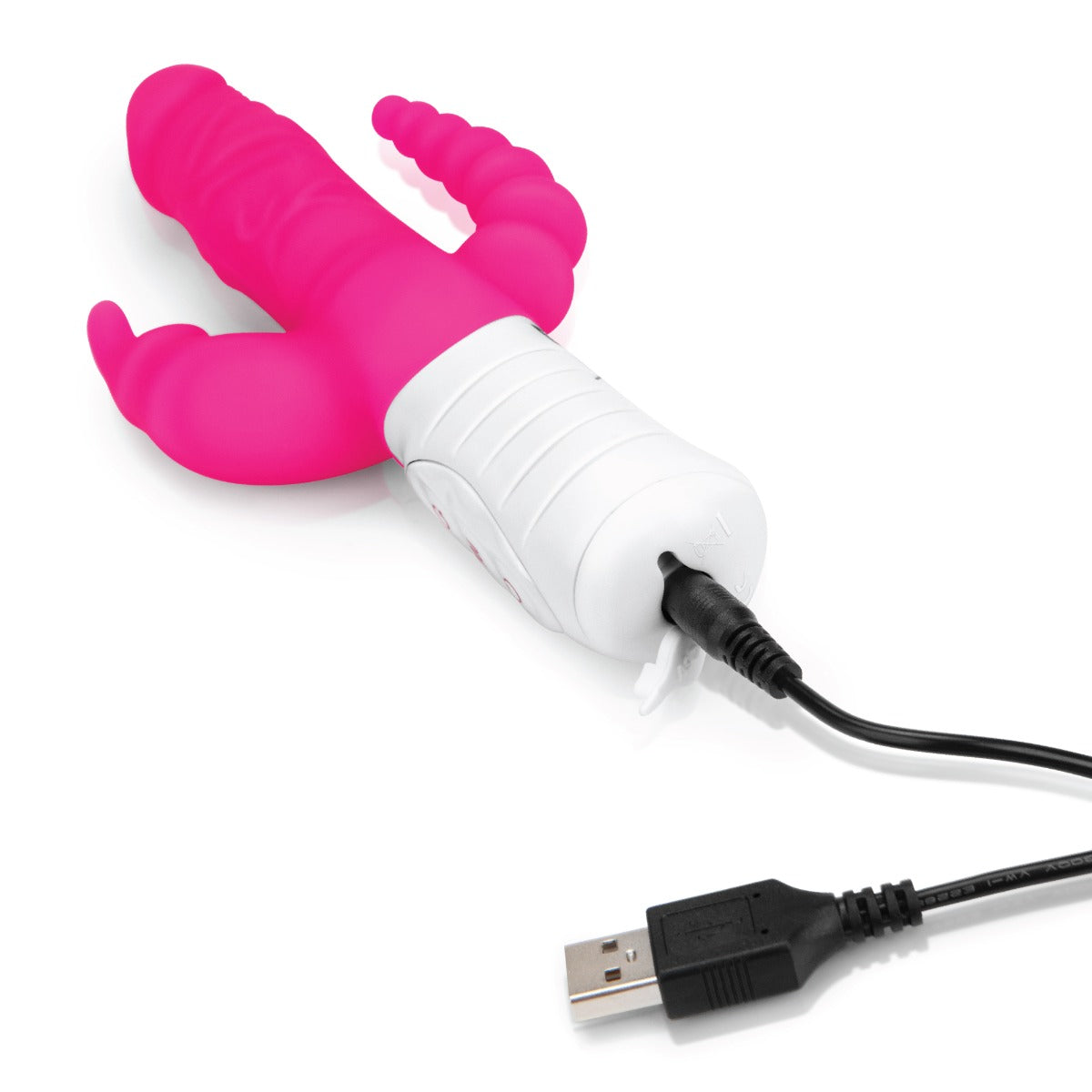 Rabbit Vibrator Rabbit Essentials RR Rechargeable Slim Double Penetration Rabbit Vibrator | Hot Pink    | Awaken My Sexuality