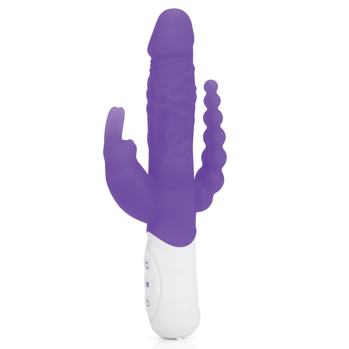 Rabbit Vibrator Rabbit Essentials RR Rechargeable Slim Double Penetration Rabbit Vibrator | Purple    | Awaken My Sexuality