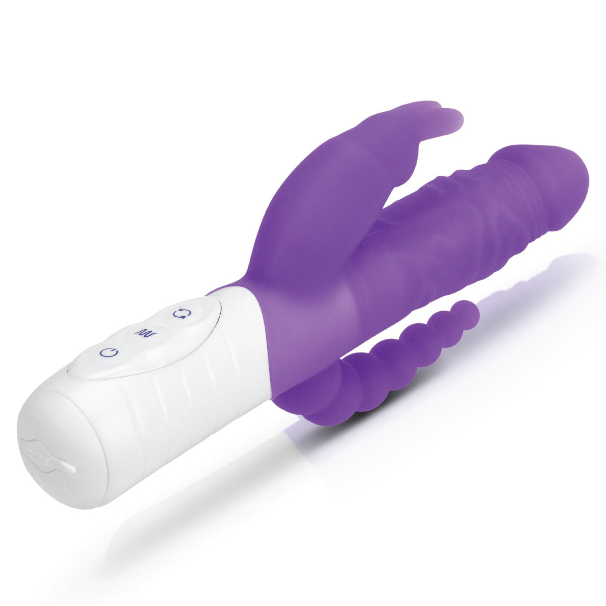 Rabbit Vibrator Rabbit Essentials RR Rechargeable Slim Double Penetration Rabbit Vibrator | Purple    | Awaken My Sexuality