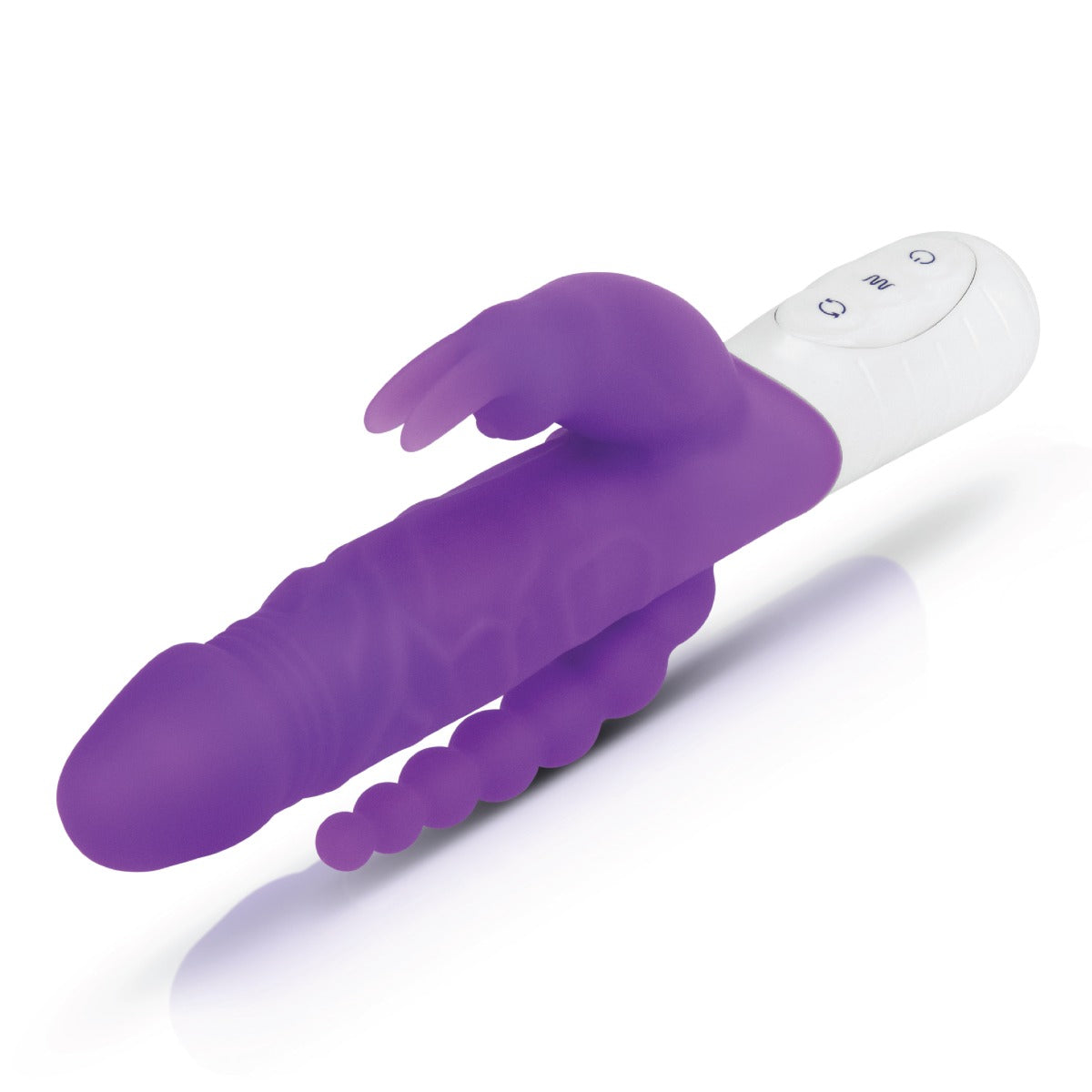 Rabbit Vibrator Rabbit Essentials RR Rechargeable Slim Double Penetration Rabbit Vibrator | Purple    | Awaken My Sexuality