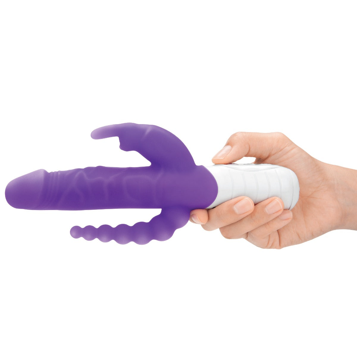 Rabbit Vibrator Rabbit Essentials RR Rechargeable Slim Double Penetration Rabbit Vibrator | Purple    | Awaken My Sexuality