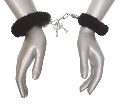 Handcuffs Frisky | Fur Handcuffs Caught In Candy - Black    | Awaken My Sexuality