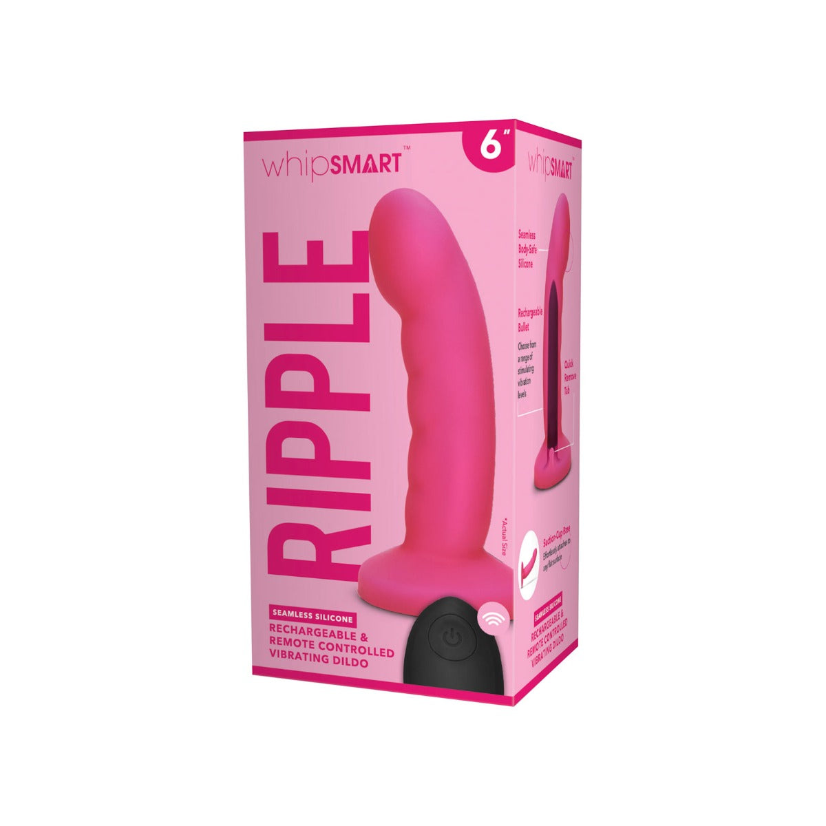 Whipsmart 6 inch Curved Ripple Remote Control Dildo | Hot Pink